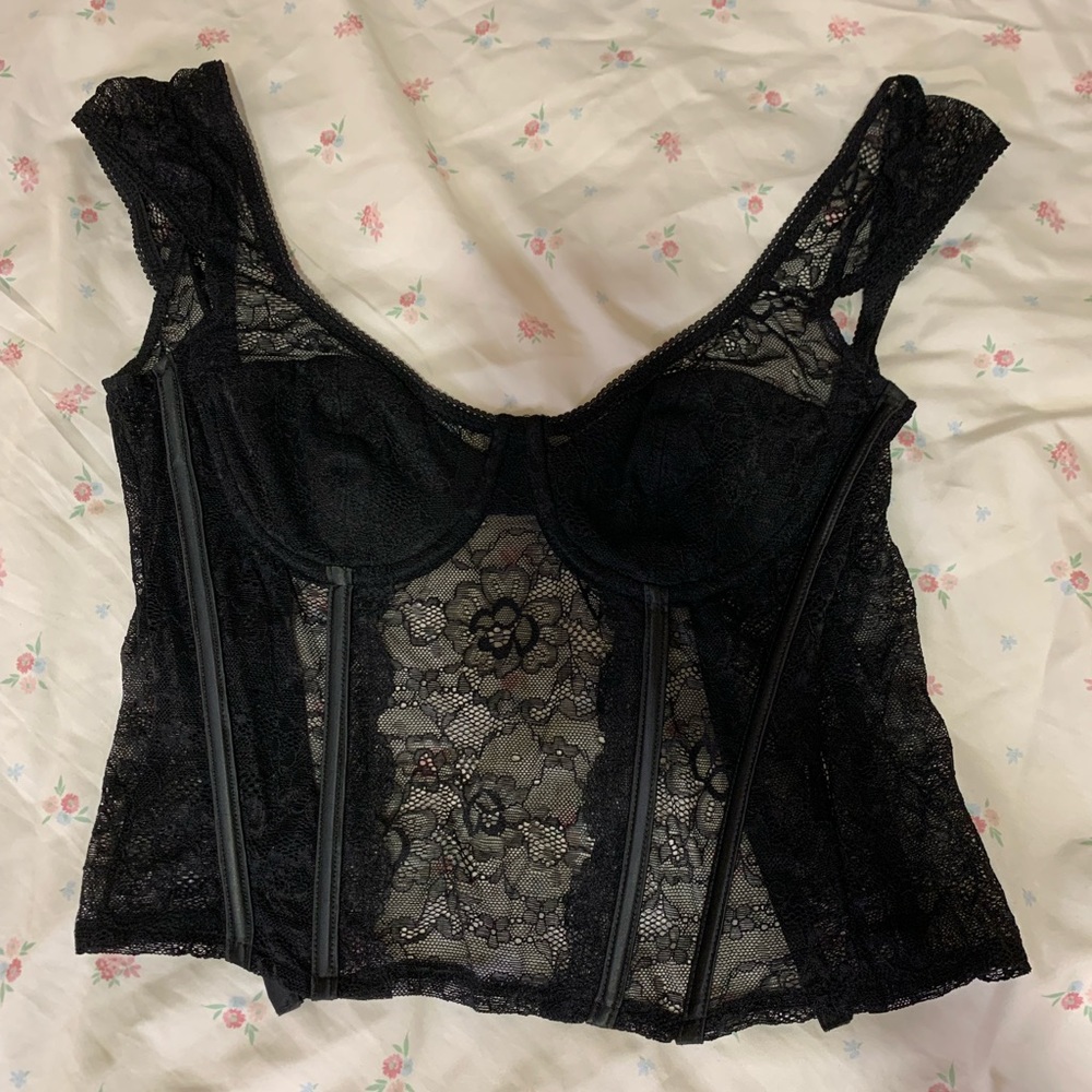 Edikted Black Lace Bustier Top